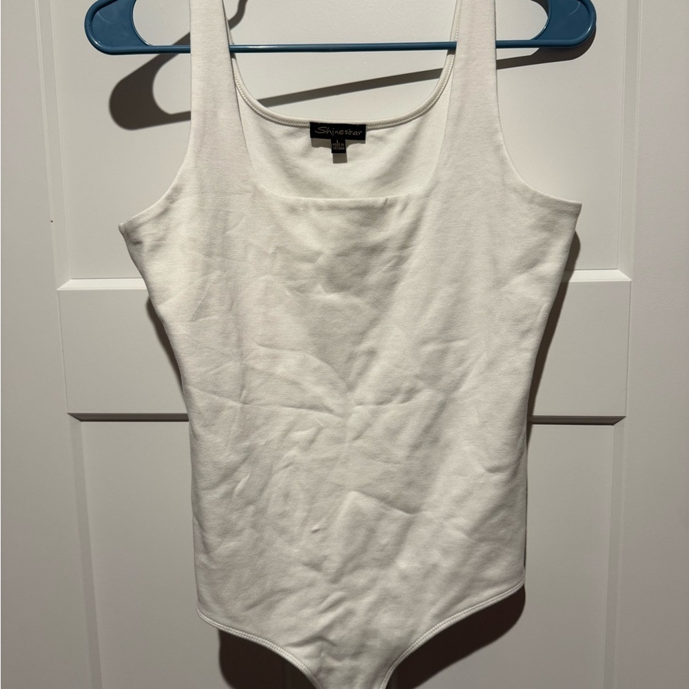 Shinestar White Scoop Neck Bodysuit